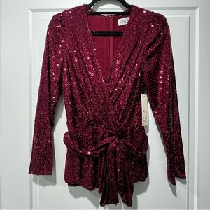 ELIZA J Sequin Wrap Top